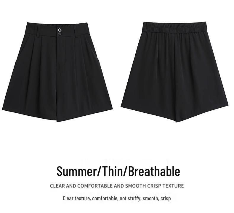 Women's Retro High-Waist A-Line Autumn Shorts 2024 – Casual, Loose, Wide-Leg Mid-Length.