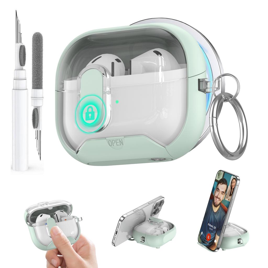 Secure Lock Case for Samsung Galaxy Buds 3/3Pro Case with Phone Stand Protective Case with Cleaner Kit for Samsung Galaxy Buds 3