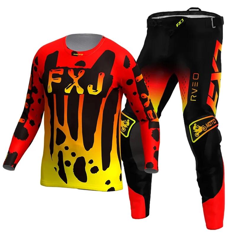 Set di abbigliamento da motocross per bambini 4 5 6 7 8 9 10 11 12 13 anni Ragazzi Bambino Motociclista Ragazzo Ragazza Maglia Pantaloni Kit tuta da corsa Fuoristrada Enduro MX MTB