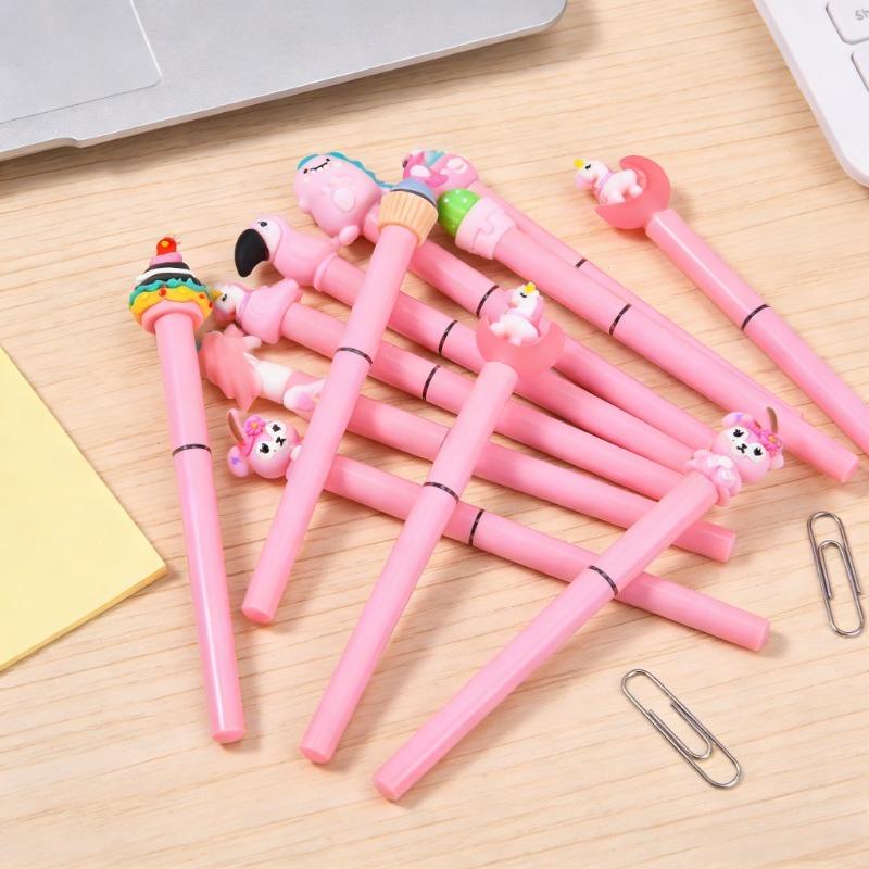 5Pcs Cute Cartoon Kawaii Animal Gel Pens Black Ink Straight Liquid Writing Neutral Pen Student School Office Stationery Holiday Gift Novelty Stationel