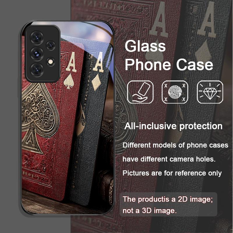 Creative The Ace of Spades Pattern Tempered Glass Phone Case for Samsung Galaxy A56 A72 A55 A54 A53 A52 A36 A15 A14 A13 5G Cover