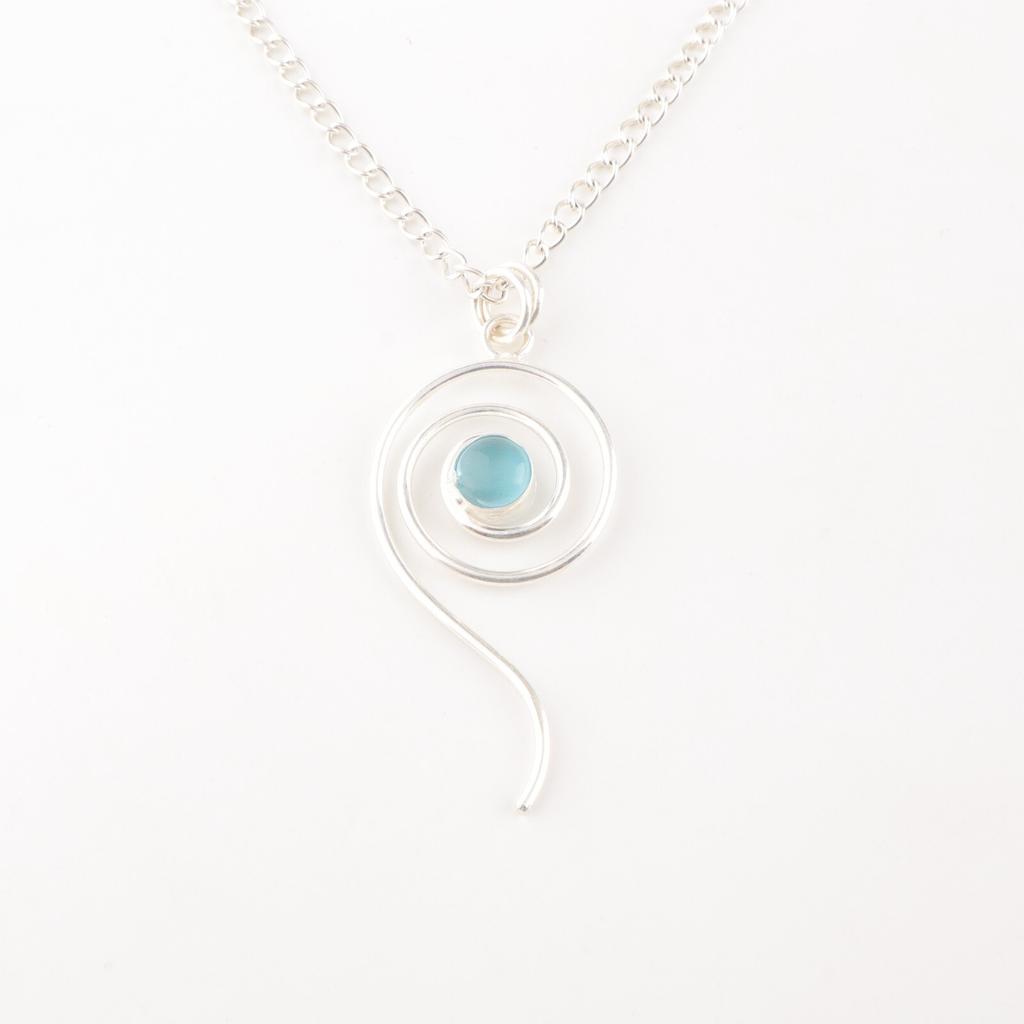 Blue Cat's Eye Gemstone 925 Sterling Silver Jewelry Handmade Blue Stone Pendant PP-42-47