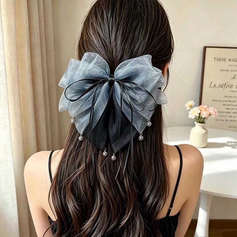 Handgemaakte Chiffon Bloemenstrik Paardenstaartclip voor Volume in het Haar