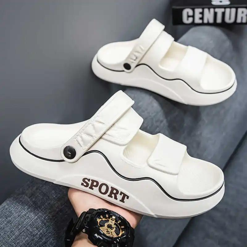 Fashion Round Nose Anti-slip Gentlemen Sandals Outdoor Slipper Men's Sports White Shoes Daily Sneakers Outing Trendy Sapateneis