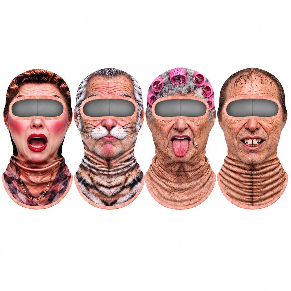 3D Face Printed Balaclava Vzor starca Maska na celú tvár pre Zimné Vonkajšie Športy Cyklistiku