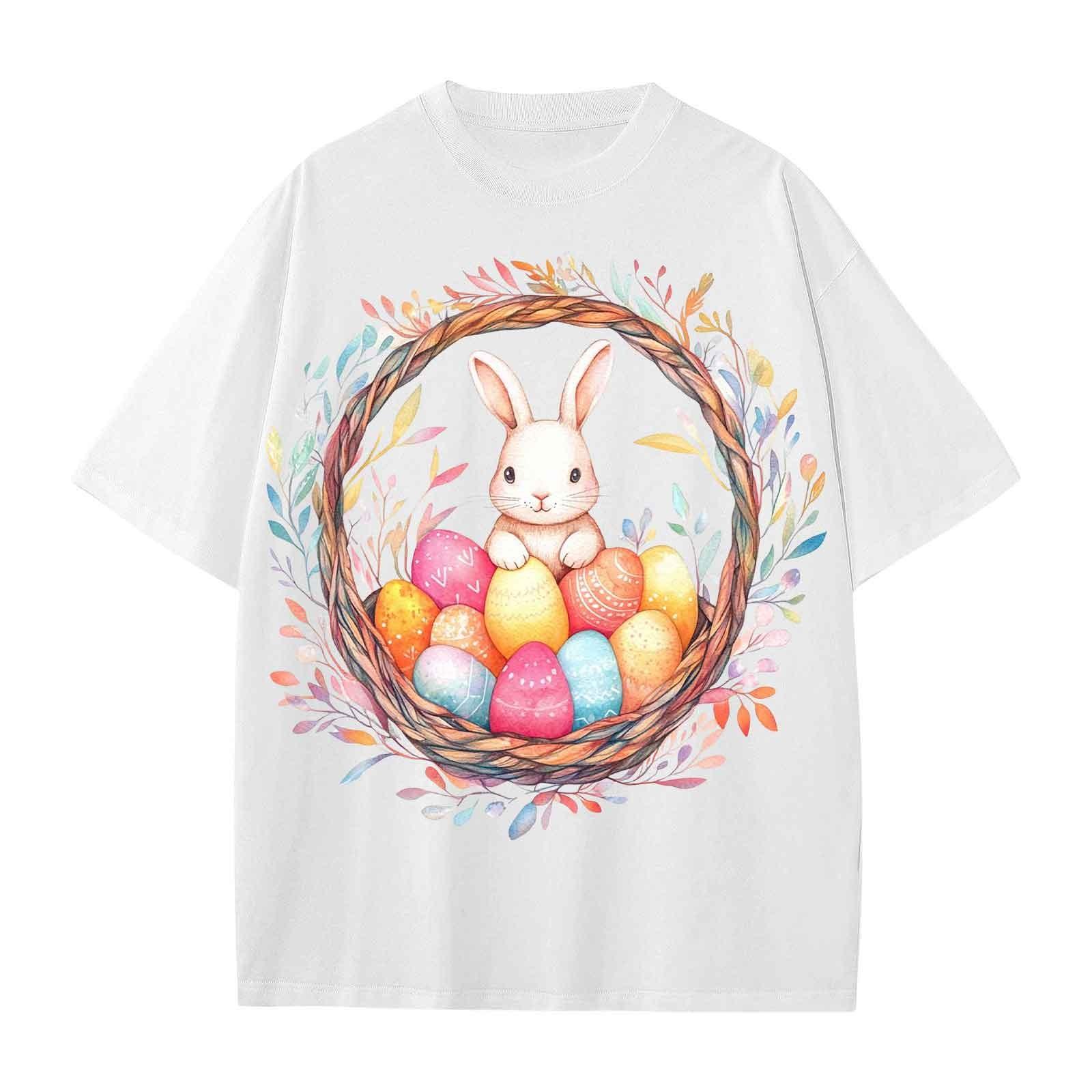 

Повседневная свободная футболка с принтом «Пасха» для мальчиков и девочек, круглый вырез, короткий рукав, свитер 160 белый