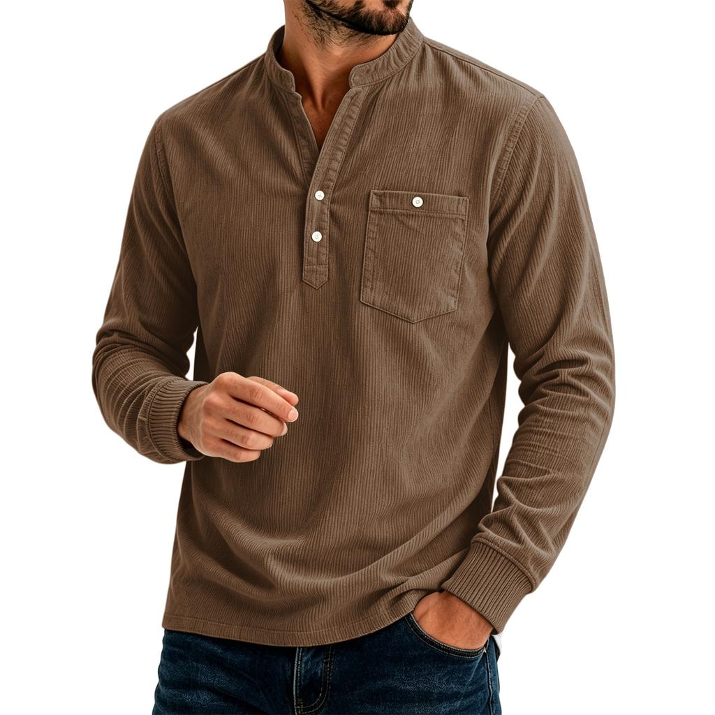 Top casual da uomo a tinta unita, vestibilità larga, con tasche