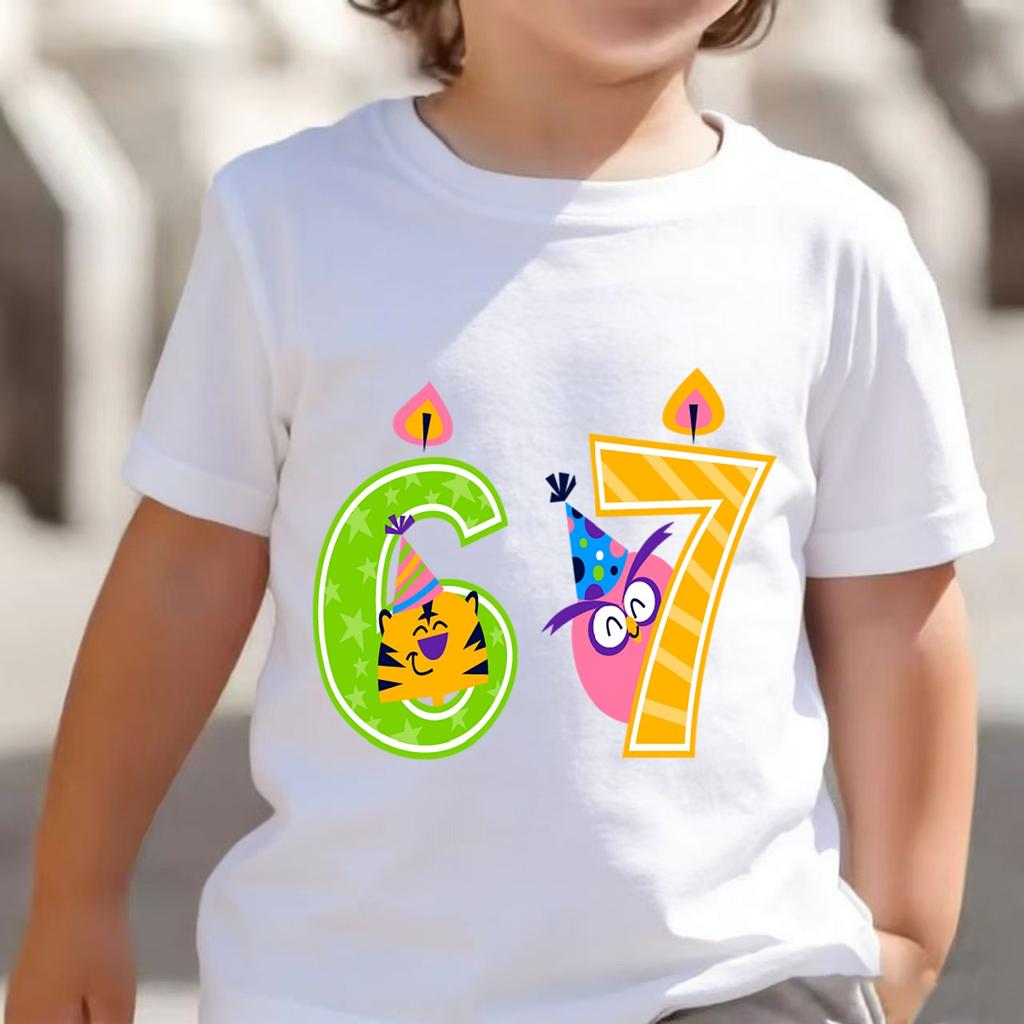 Tops Italian Brainrot 67 Meme T-Shirt Girls/Boys Building Block Ice Cream Reindeer Christmas Gift T-Shirt Kawaii Kids Clothes