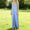 Zomerlos Cami Jurkje voor Dames V-hals Mouwloos Vloerlengte Boho Zomerjurk Wapperende Strand Maxi Jurk met Zakken