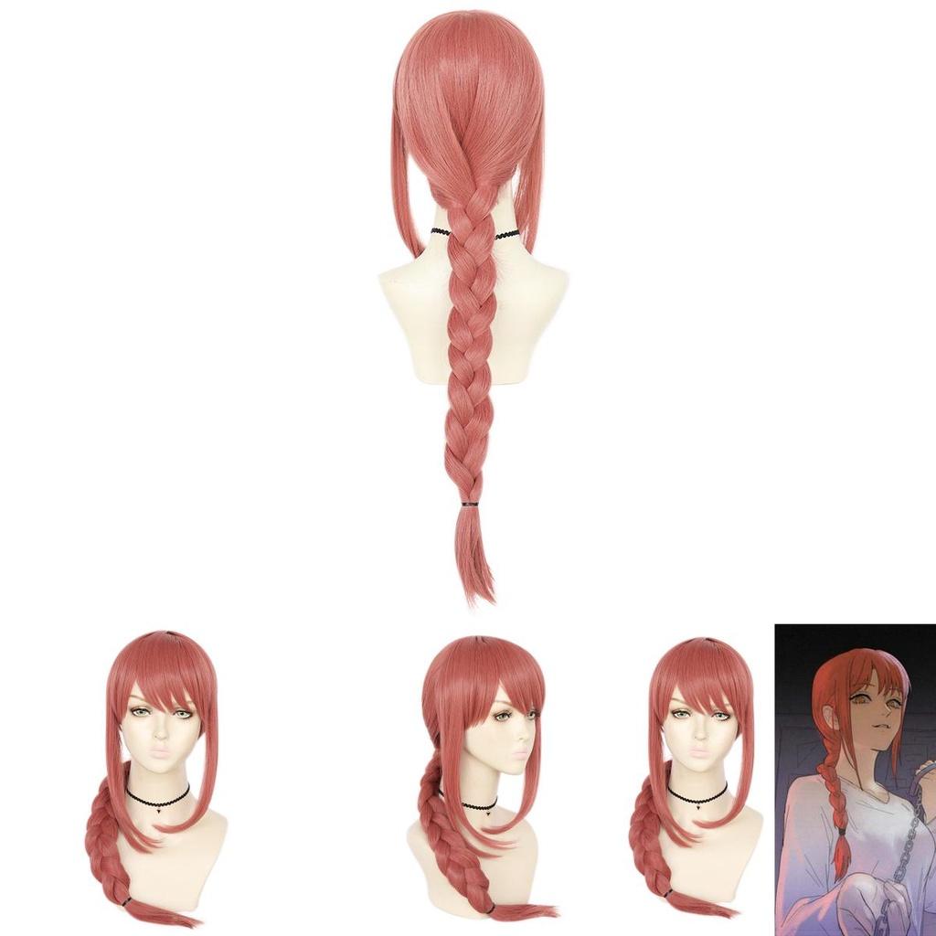 Chic Chainsaw Man Makima Wig Long Pink Braid Synthetic Fiber For Cosplay And Party Props