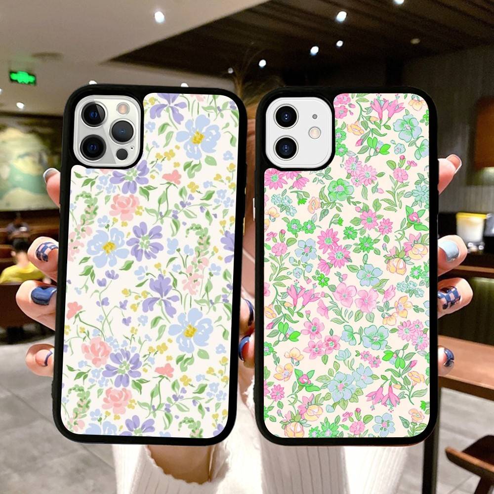 Small Reddish Pink Flowers Phone Case Silicone PC+TPU For For IPhone 11 12 13 14 15 16 Plus Pro Max Cover