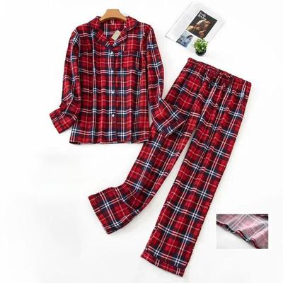 FiveFive Dampyjamas Dam Flanell bomull Hemdräkt Höst Vinter Pyjamas Plädtryck Sovtröjor