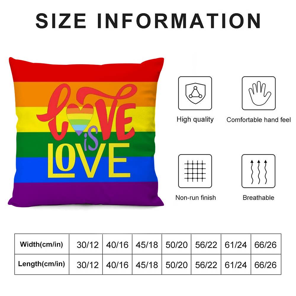 Pillow Case Sofa Living Room Bedroom Double-Sided Printing Homosexual Rainbow Flag Square Cushion Nap Time Pillow Case