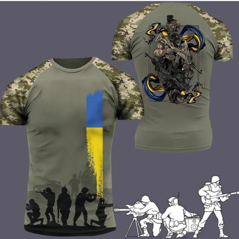 Army Veteran Flag Clothing Men's Camouflage T-shirt Men's Camouflage T-shirt Vintage 3D Comfortable Youth King-size Outdoor Tact