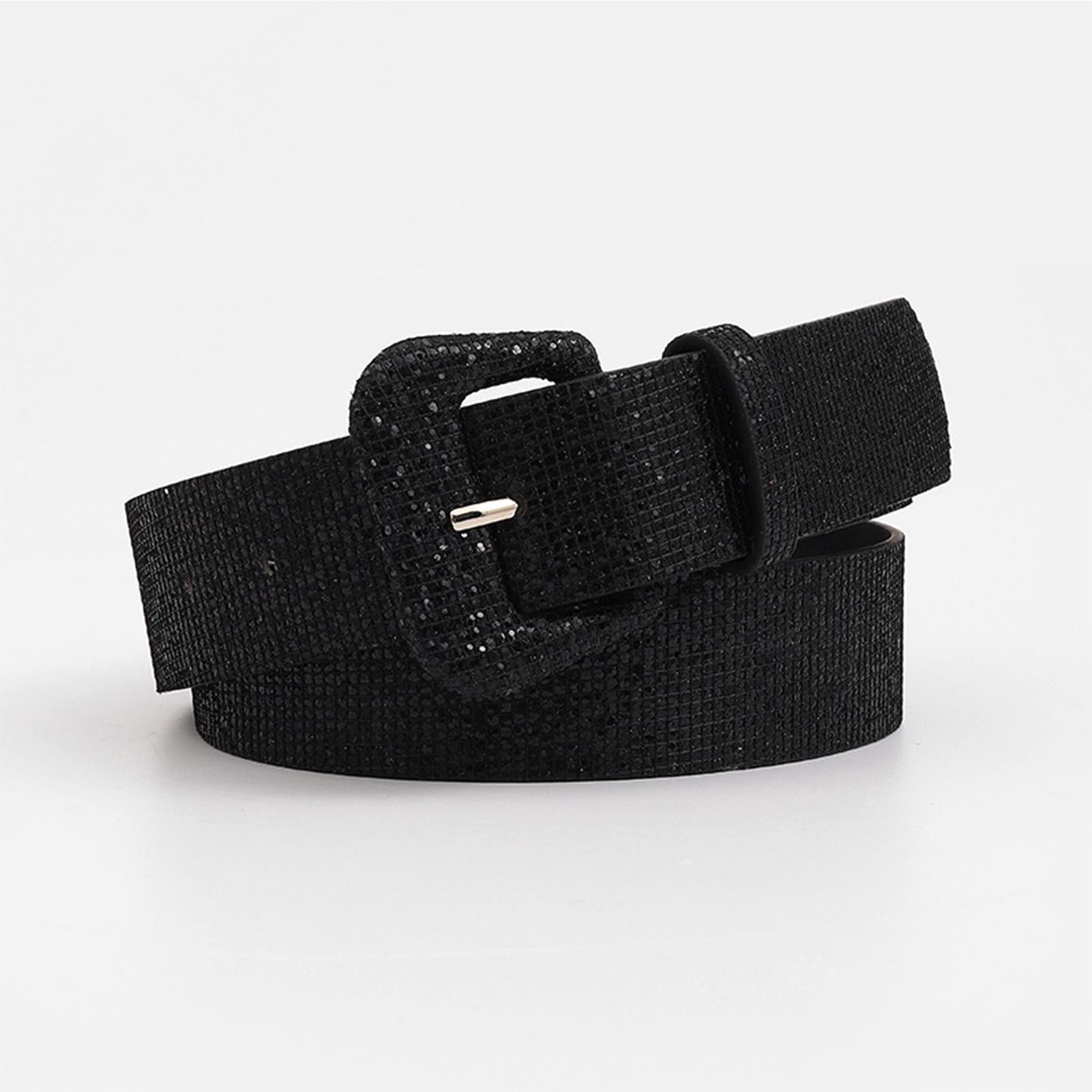 

Women Retro Sequin Belt PU Stylish Wide Shiny Belt for Statement Party