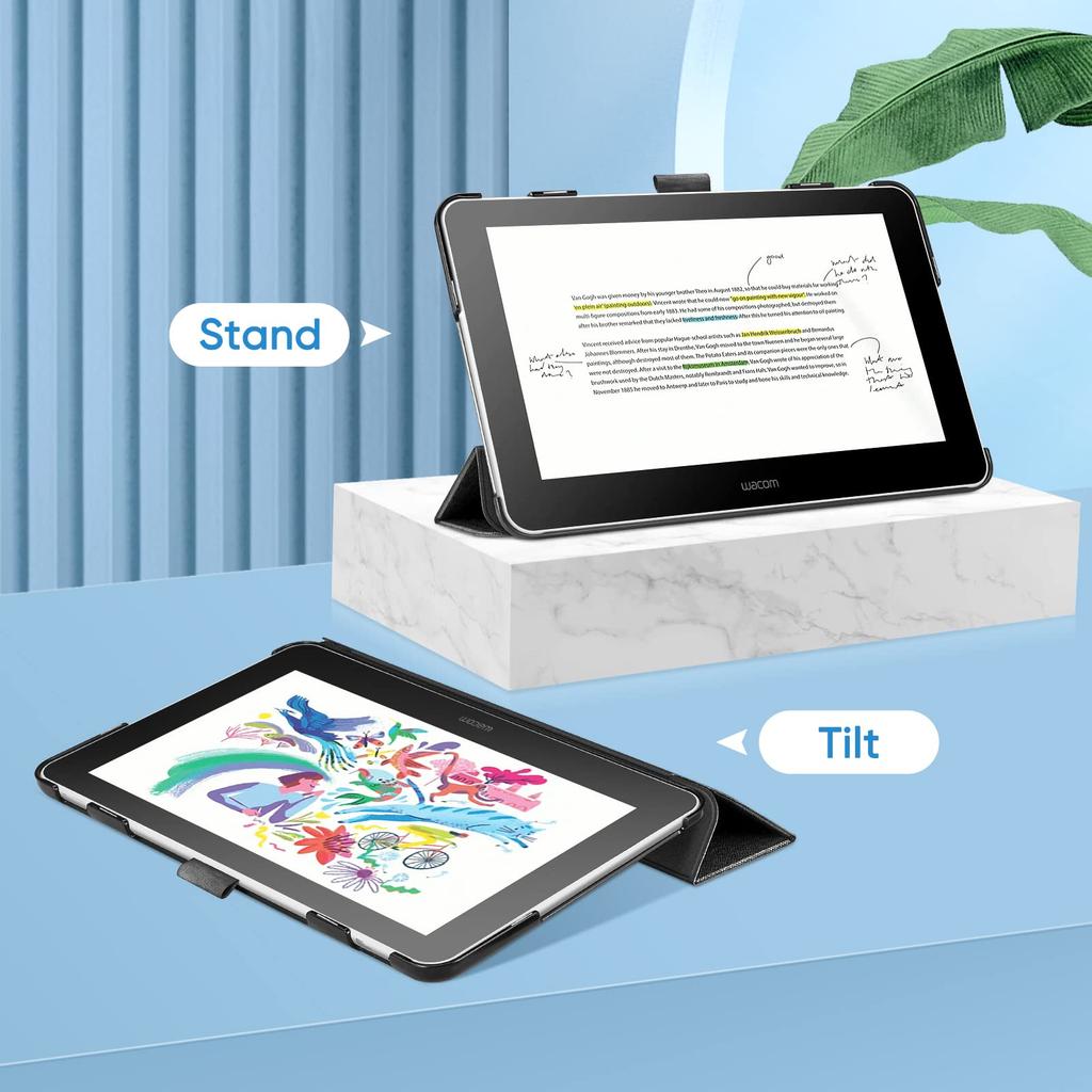 Fintie Wacom One Drawing Tablet Case, 13.3-inch Tri-Fold Stand, Lightweight Slim Shell Protective Cover for Wacom One Drawing Tablet, Black