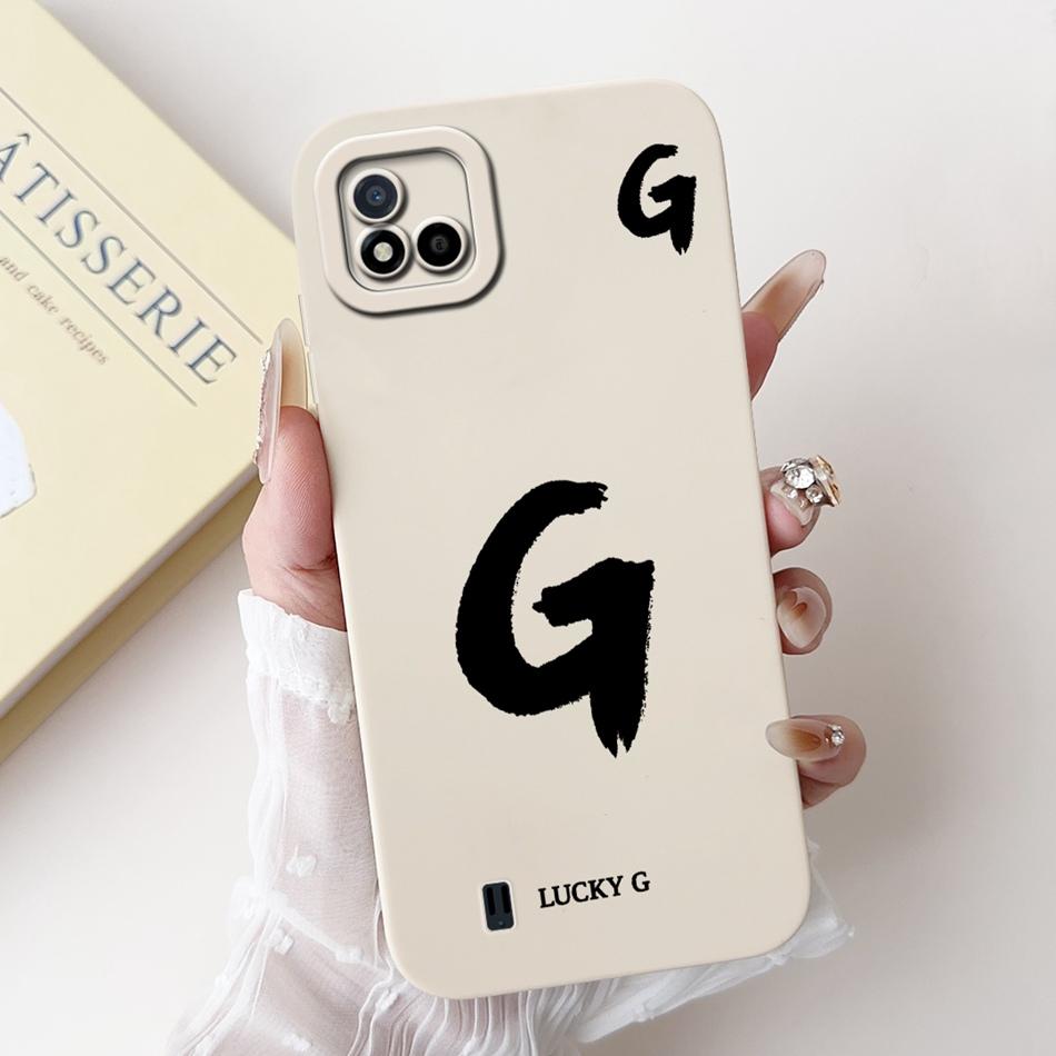 For Realme C11 (2021) Lucky Initial Letter Phone Case For Realme C11 2021 2020 RMX3231 RMX2185 Soft Silicone Shockproof Cases
