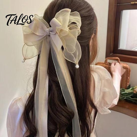 Colorful Bow Hair Accessory 1/2Pcs Women Smooth Satin Bowknot Versatile Decoration Clips Leopard Print Long Tail Design Accessories Charming Hairpin