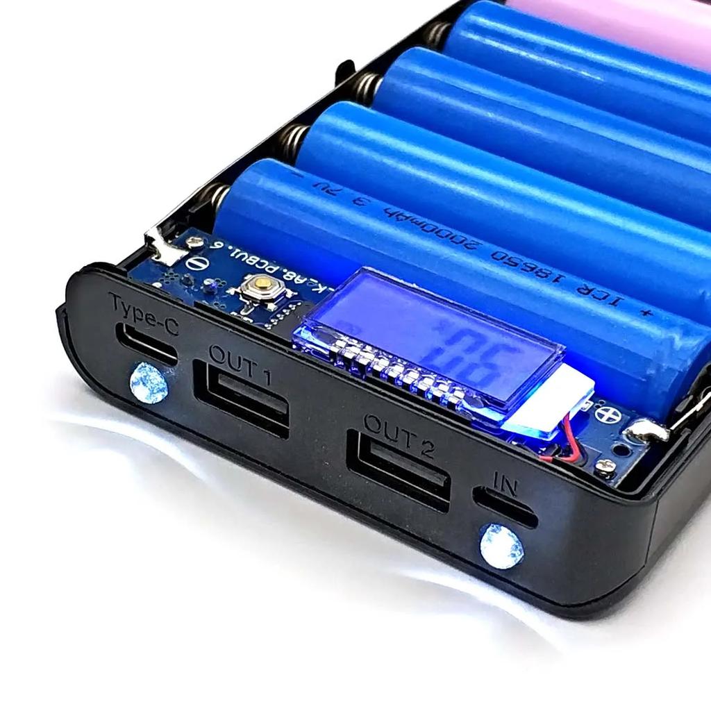DIY Power Bank 18650 Battery Case Power Bank Battery Storage Box Powerbank Box Charger Shell Case 8*18650 Micro Type-c Interface