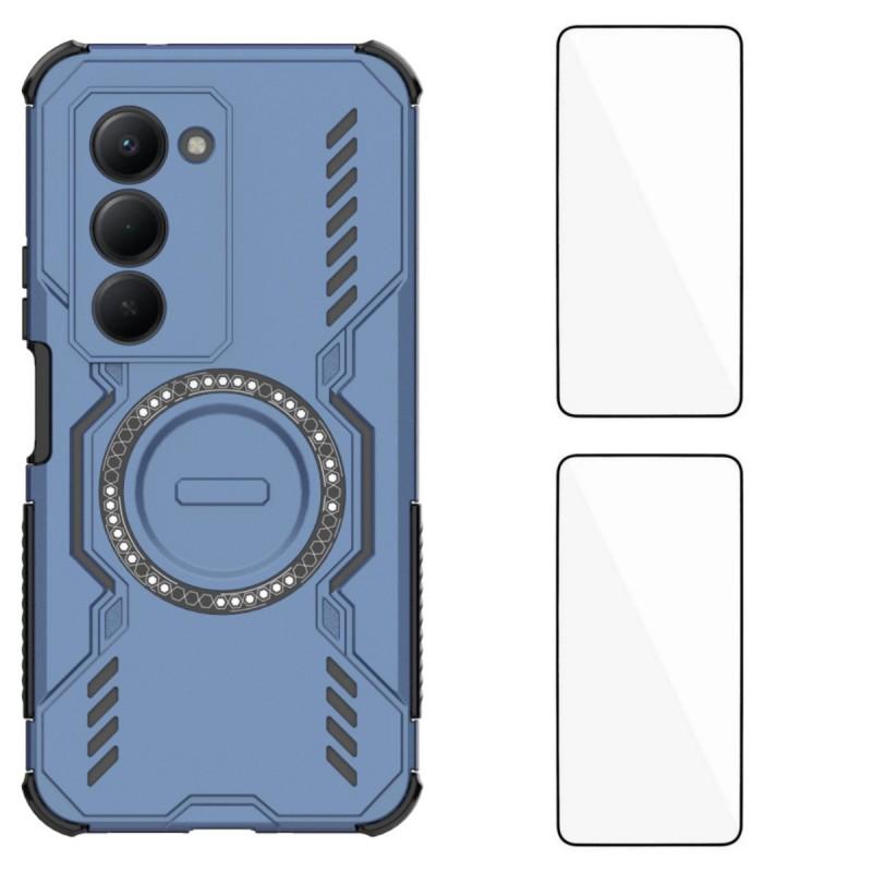 For Xiaomi Redmi 15 5G (Global) (169mm) Magnetic Case WANLONFENG DJ Series PC TPU Phone Cover with 2Pcs Tempered Glass Film