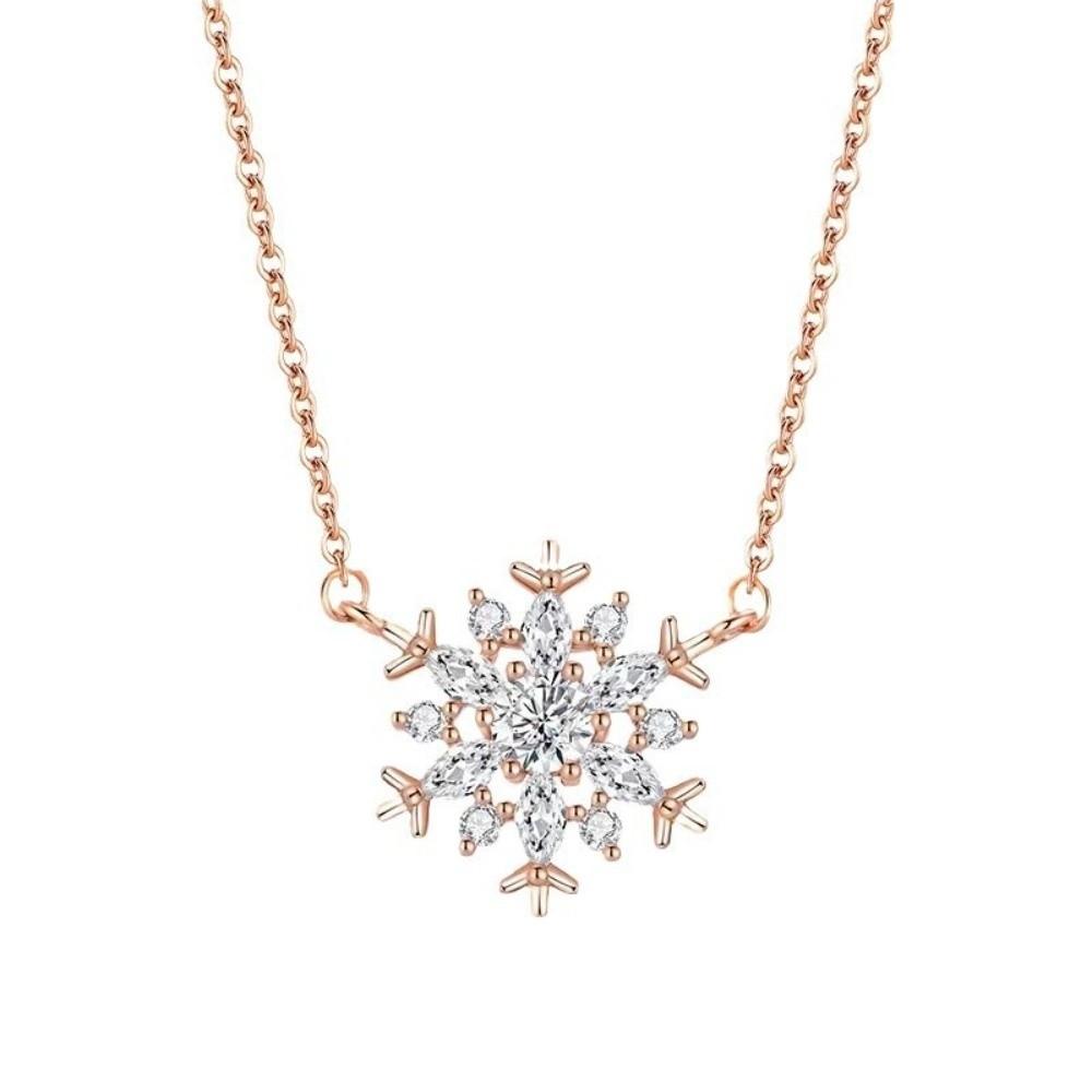 Zircon Women's Collarbone Chain Choker Snowflower Crystal Necklace Snowflake Necklace  Daily