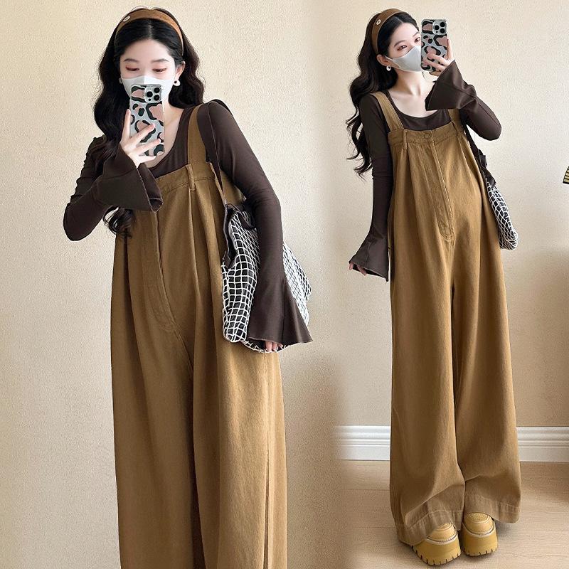 2026 Spring/Summer Maternity Slimming Base Layer & Overalls Set - 2-Piece M