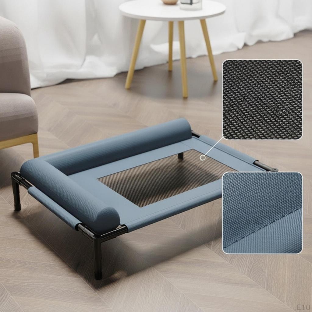 Elevated Pet Bed with Bolster Breathable Mesh Center Padded Ventilated