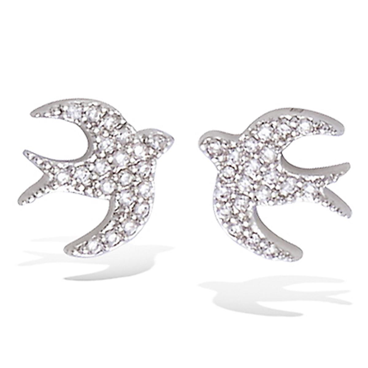 

Сокровища Лили [P1245] - Серьги Ласточки из серебра белые (с родиевым покрытием) - 10x9 мм