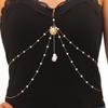 Body Chain Layered Double-Layer Chain Marine Theme Body Chain with Imitation Pearls Shells Starfish Drape Design Jewelry Accessory