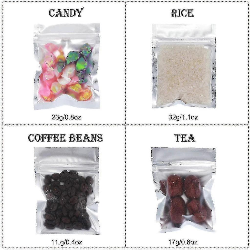 50pcs Holographic Packaging Bags Food Storage Bags (Translucent Matte Black, 7.5x10cm)