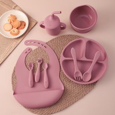 Color Kids 9-teiliges Baby-Fütterset Silikonschale Geschirr Teller Wasserdichte Lätzchen Saugnapf-Besteck Becher BPA-frei Kleinkind-Geschirr