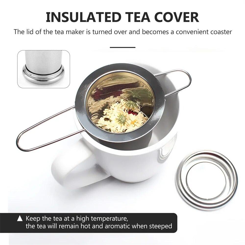 Stainless Steel Tea Maker Mesh with Lid Loose Leaf Spice Filter Teapot Tea Coffee Practical and Durable Filter