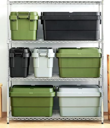 RISU Trunk Cargo Storage Box, 50L, Black, Made in Japan, TC-50S, Stackable, Waterproof, for Outdoor Storage, Camping, GHON108