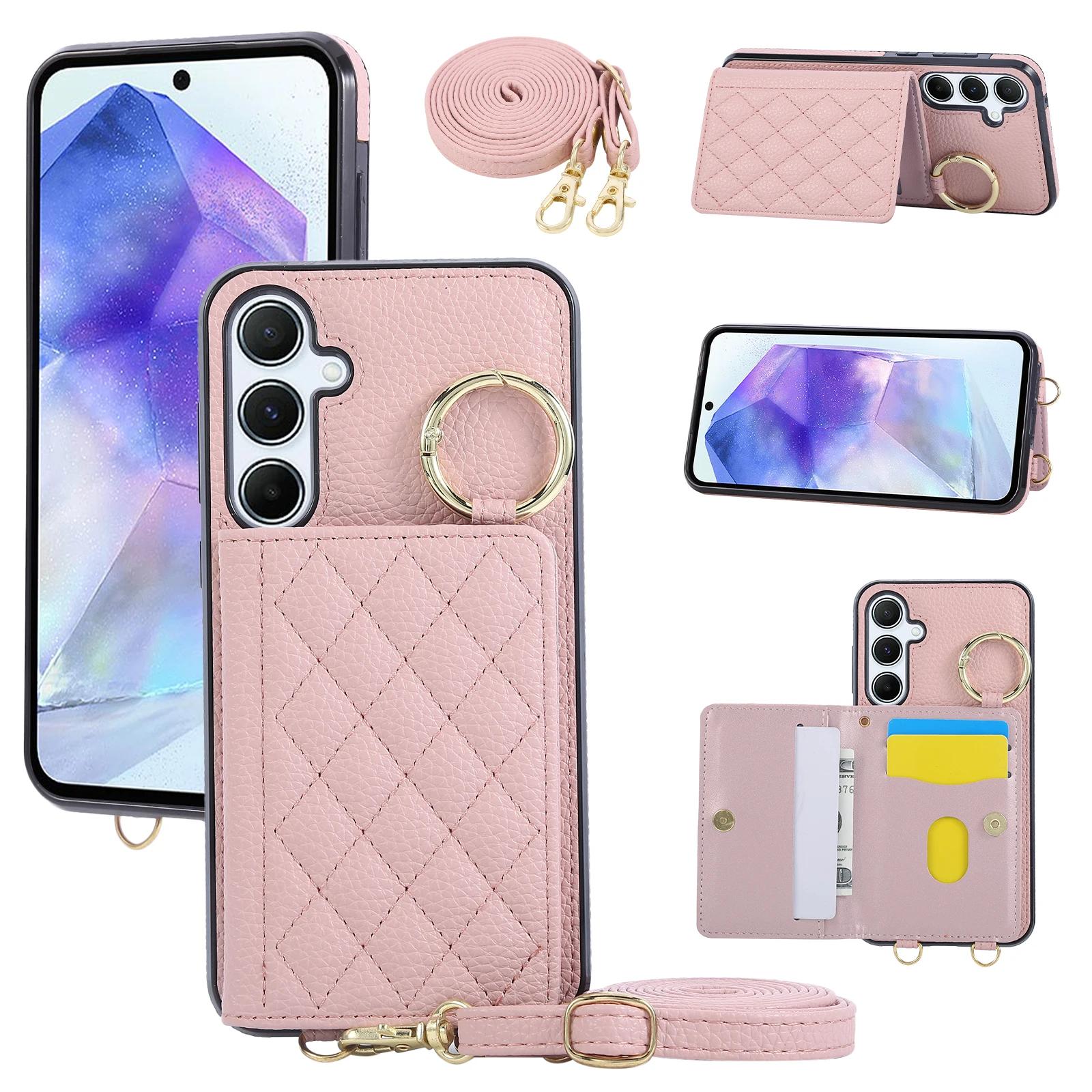 

Wallet Phone Case for Samsung Galaxy S25 Edge Ultra A56 A36 A25 A16 S24 S23 FE S22 Plus S21 S20 A06 A55 A54 A53 Crossbody Cover Galaxy S21 Ultra 5G