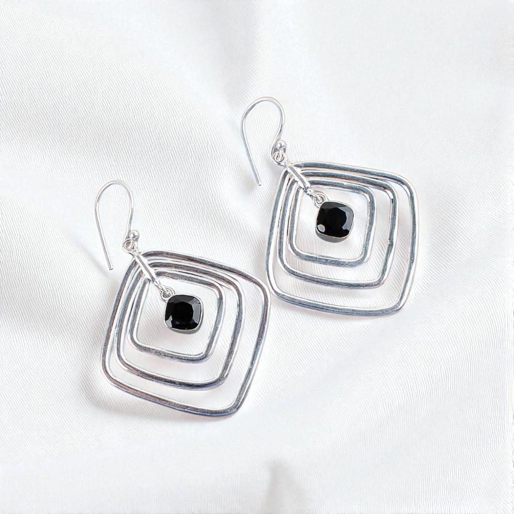 

Black Onyx Gemstone 925 Sterling Silver Women Jewelry Drop/Dangle Earrings 2.44 EE-71-4