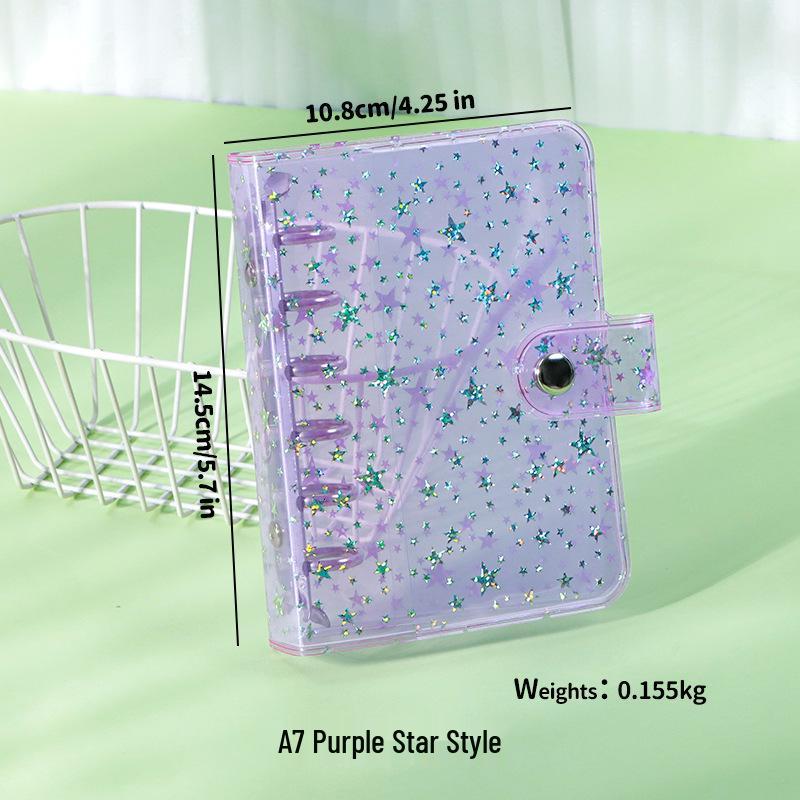 Couverture transparente A7 en PVC à 6 trous pour carnet à feuilles mobiles