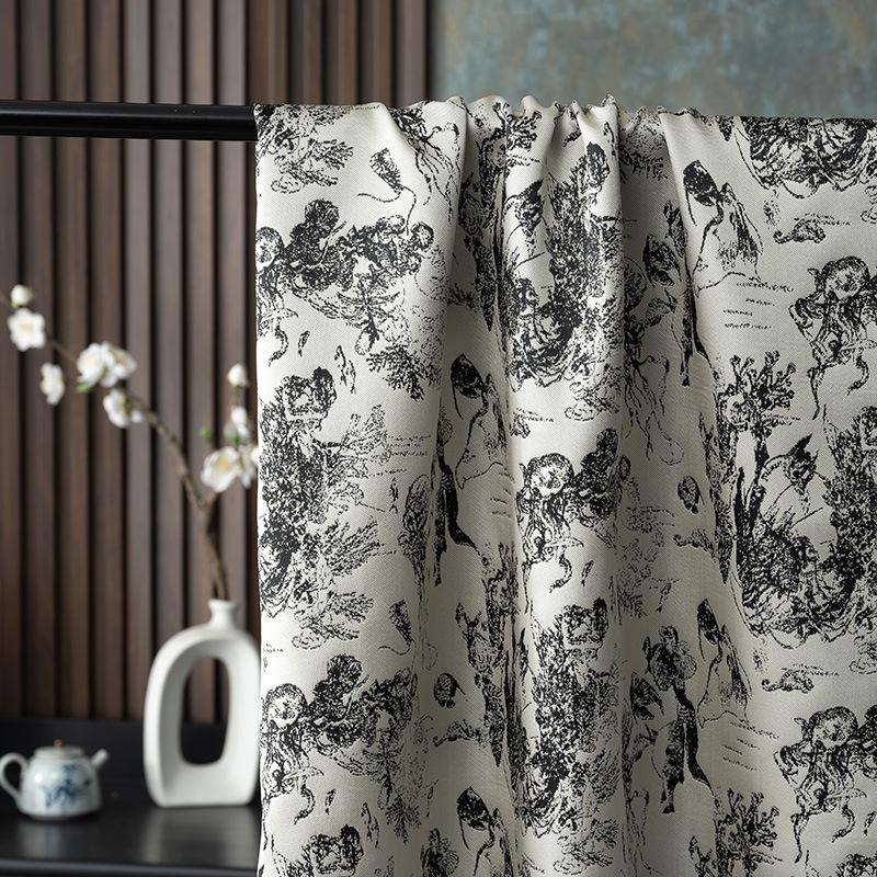 

Жаккардовая ткань, окрашенная пряжей, с рисунком тушью, изображающим подводных животных, для платьев и пальто