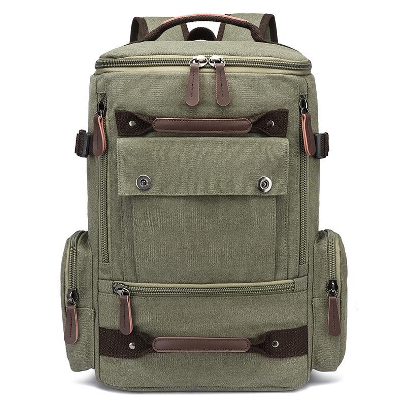 Men s Multi-Functional Canvas Backpack: Layered, Portable, Hiking & Travel Pack 20-35L
