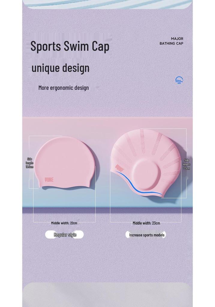 Women's Silicone Swim Cap Set, Waterproof & Non-Tightening, Ear Protection, Large Head Fit, Professional Cap & Goggles.