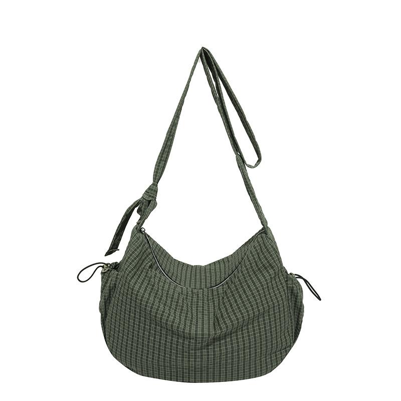 Neuer Nischentrend Nylontasche modisch lässig vielseitig große Kapazität Karomuster einzelne Schulter Umhängetasche Knödeltasche