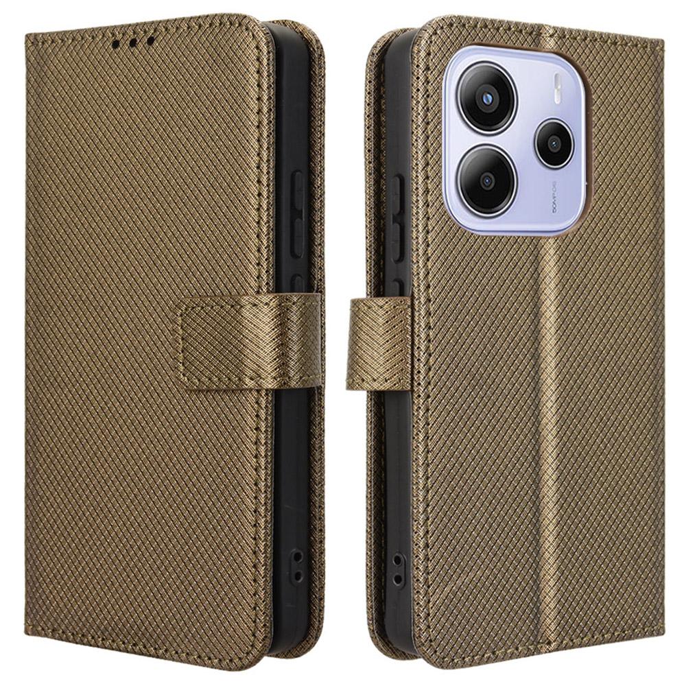 For Xiaomi Redmi Note 14 4G (163.25x76.55x8.16mm) Case PU Leather Diamond Texture Wallet Phone Cover