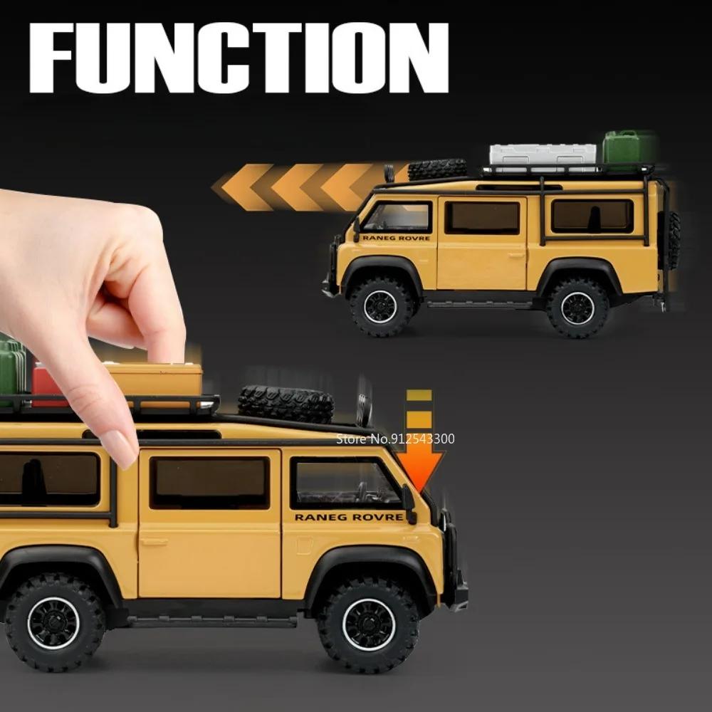 1:32 Land Rover Defender Range Rover Car Model Toy Shock Absorption Pull Back Off-road Vehicle Sound Light Gifts for Kids