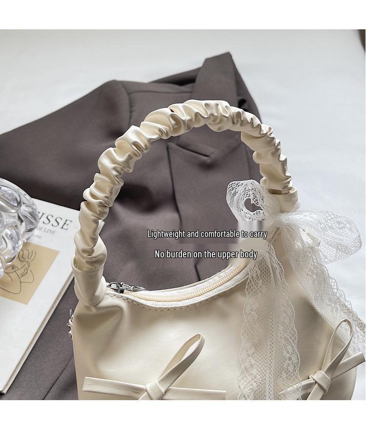 Women's Korean Pearlescent Bow Handbag - Crossbody & Small Tote for Commuting