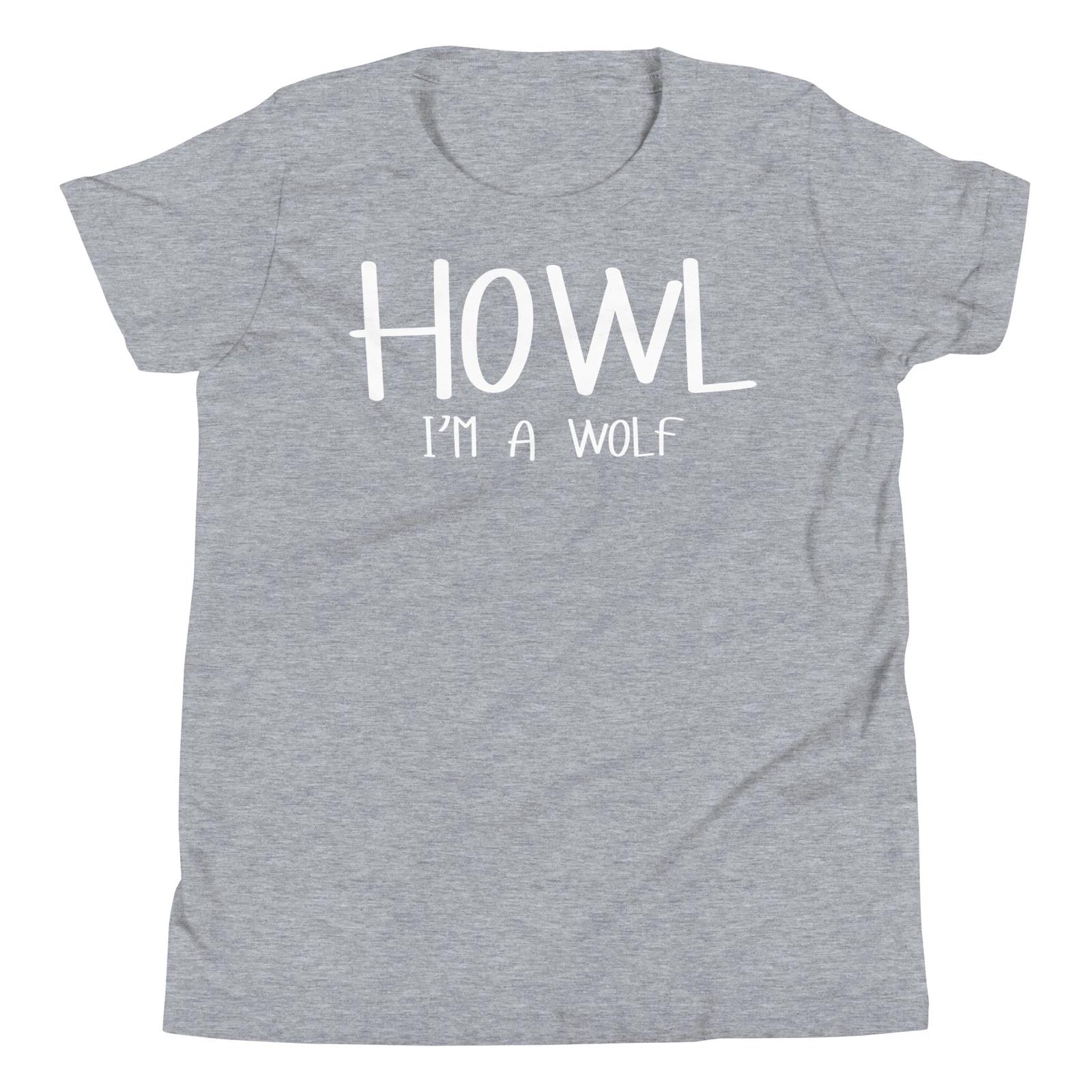 

Howl I m a Wolf Funny Lazy Halloween Human Costume Youth Short Sleeve T-Shirt 120