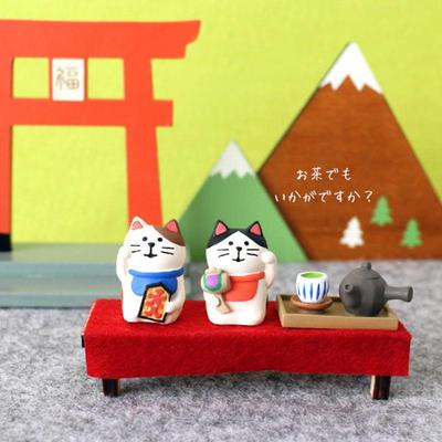 Japanese Zakka Cat Statue Cat Miniature Figurines Resin Craft Toys Ornament Car Home Decoration Photography Props