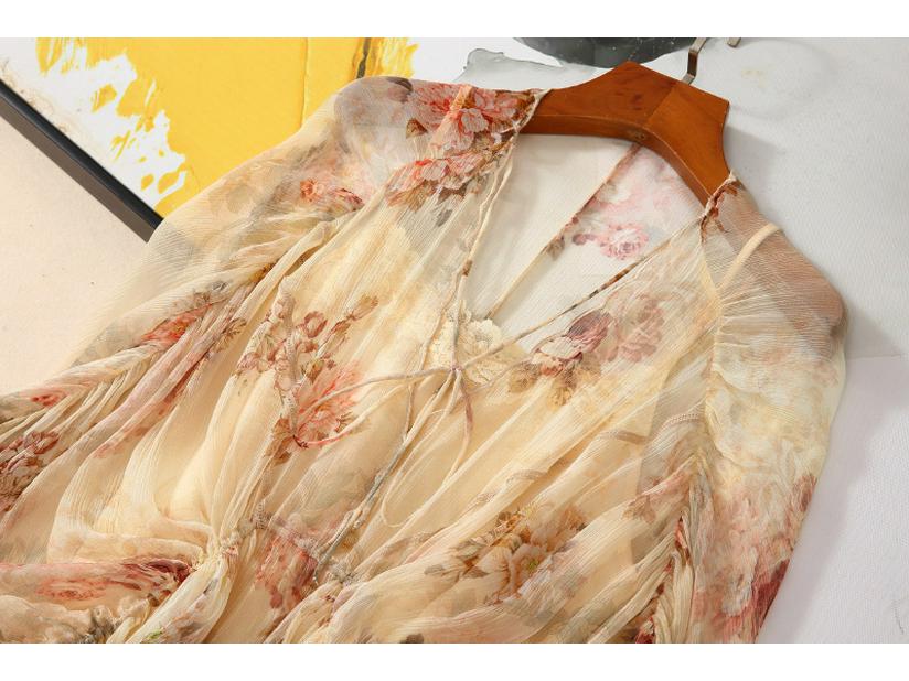 Plus Size Slim Fit Flowy Silk Floral Dress - 2025 Super Fairy Collection
