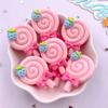 Painted Colorful Resin Strawberry lollipop Lollipop Flatback Cabochon Stone Figurines 10pcs DIY Bow Accessories Scrapbook Crafts