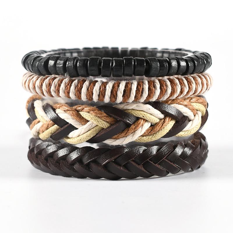 

Men s Cross-Border Retro Leather Bracelet with DIY Weaving, Wings, and Anchor Design