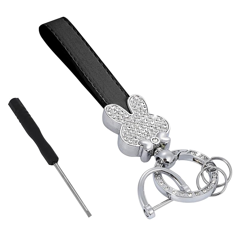 

[tonecraft] key ring Rabbit rabbit rabbit simple orthodox bag charm microfiber leather Popularity Fashionable cute Sparkling silver (black)