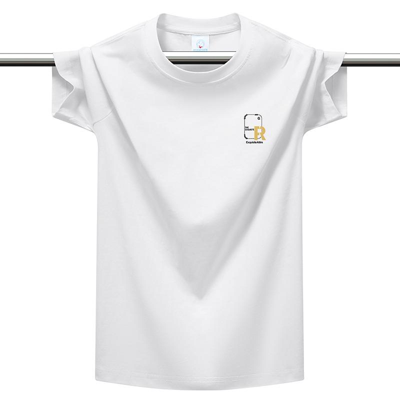 Plus Size Men's T-shirt 220g Heavyweight Cotton Solid Color Loose Fit Casual Summer Tee Top